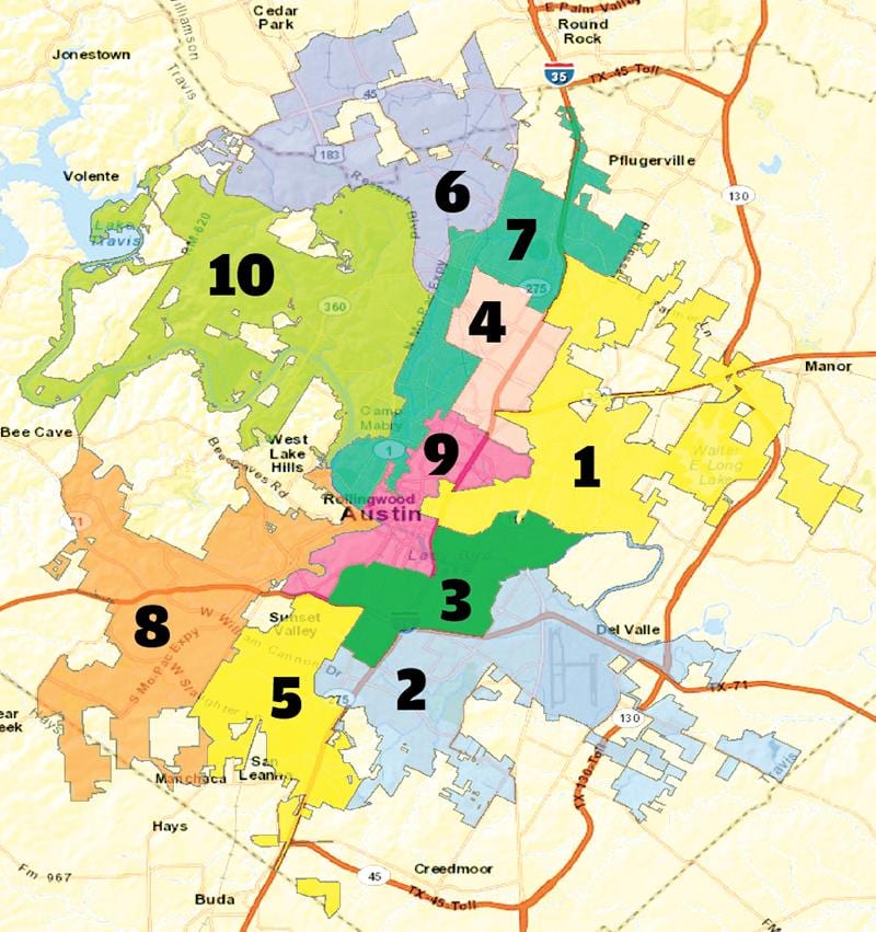 Austin Texas područje na karti