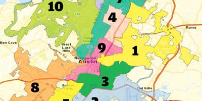 Austin Texas područje na karti